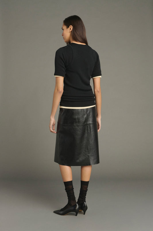 Jupe Gwen - Noir - Cuir - Femme