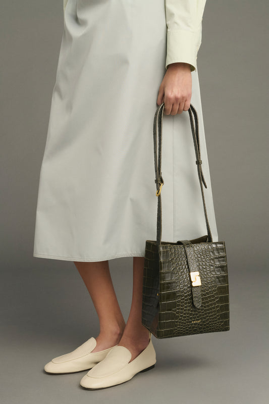 Sac Bello Mini - Vert Olive - Cuir - Femme