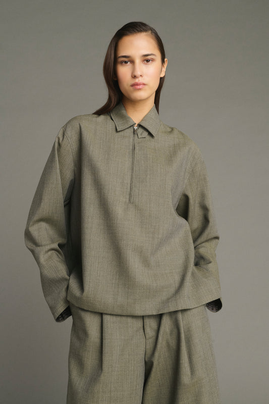 Blouse Jessie - Vert De Gris - Laine - Femme