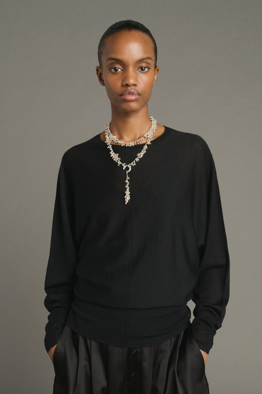 Pull Lina - Noir - Laine Mérinos - Femme