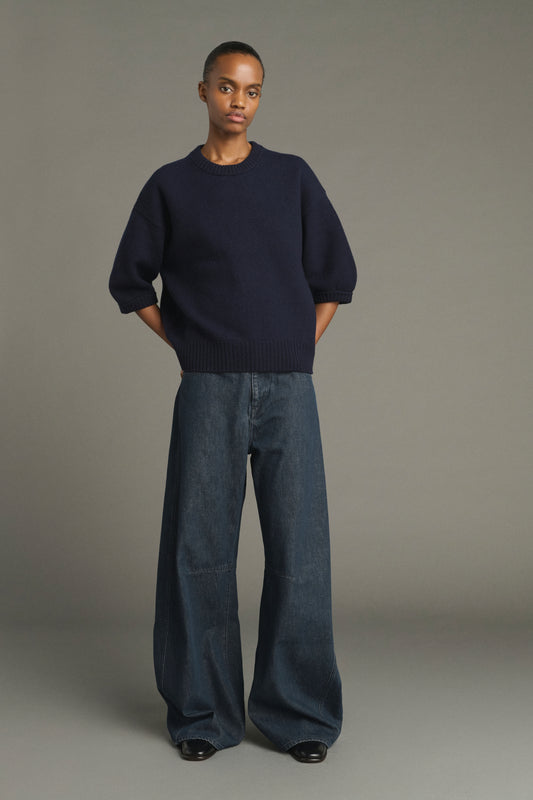 Pull Lise - Navy - Laine Mérinos - Femme