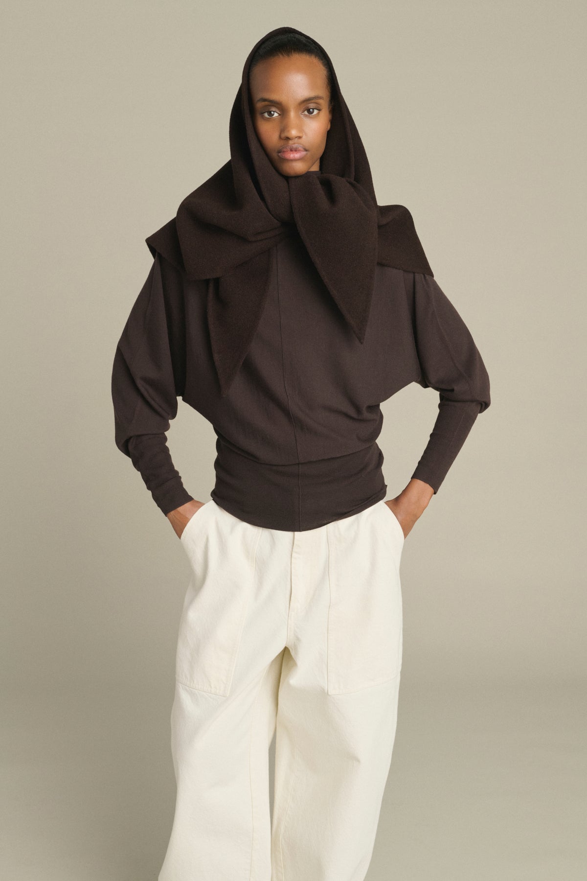 Cape Jamelia - Marron Foncé - Laine - Femme