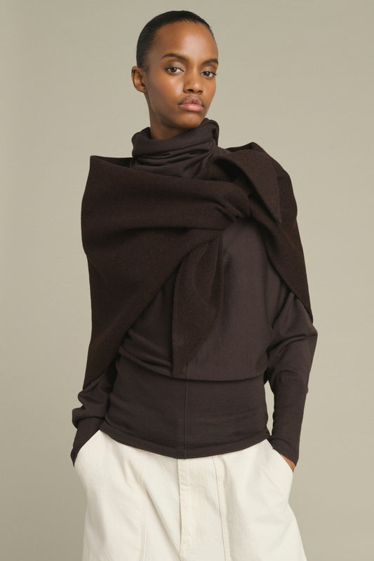 Cape Jamelia - Marron Foncé - Laine - Femme