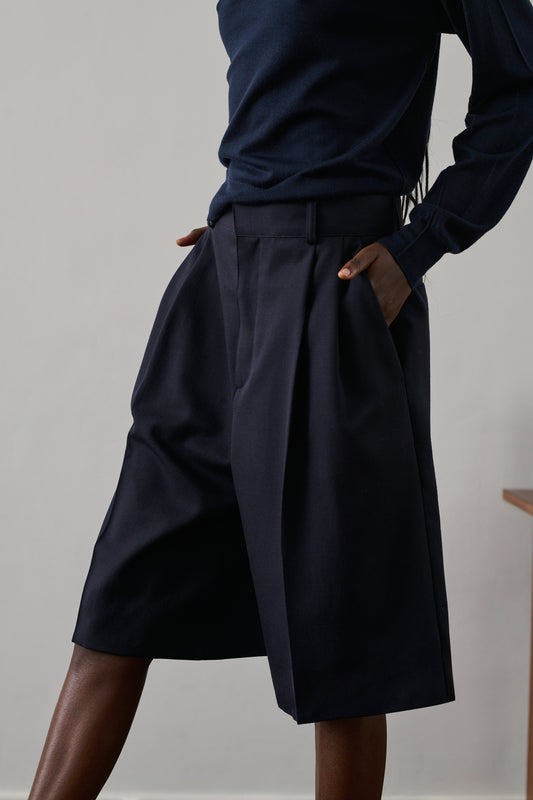 Bermuda Foster - Bleu Nuit - Laine - Femme