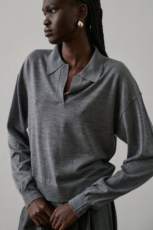 Polo Fleming - Gris Chiné - Laine - Femme