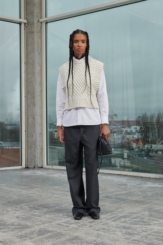 PANTALON VIVIAN GRIS CHINÉ FONCÉ