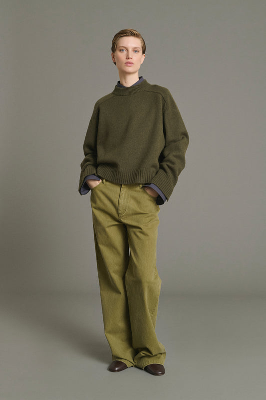Pull Will - Kaki Chiné - Laine Mérinos - Femme