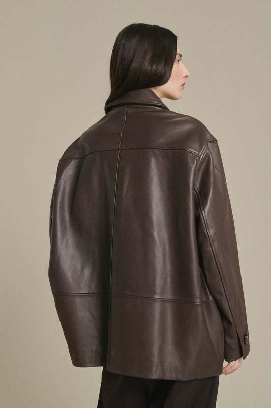 Veste Vincenzo - Taupe Cuir Lisse Femme - Soeur