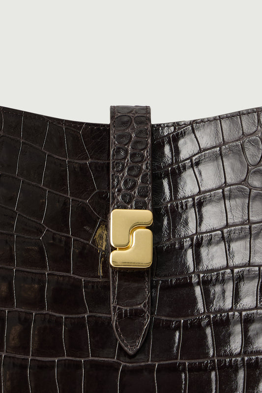 SAC BELLO MARRON FONCÉ CROCO