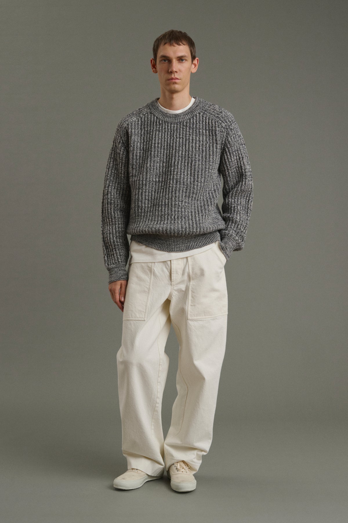 Pull Osma - Écru/Anthracite - Laine - Homme