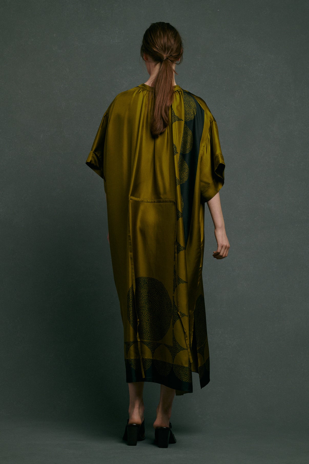 Robe Athena - Kaki/Noir - Soie - Femme vue 3