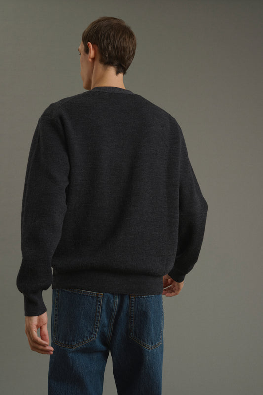 Cardigan Romeo - Gris Anthracite - Laine - Homme