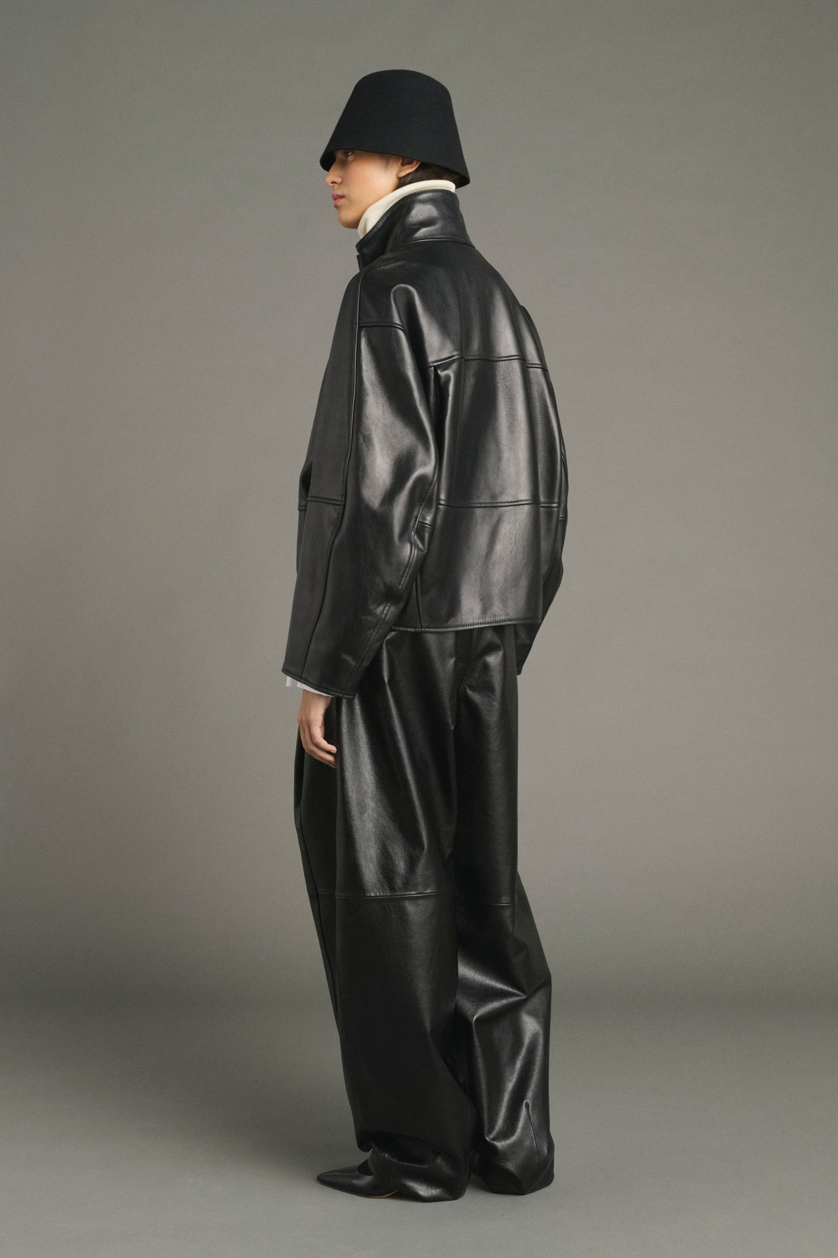 Veste Gamma - Noir Cuir Oversize Femme - Soeur