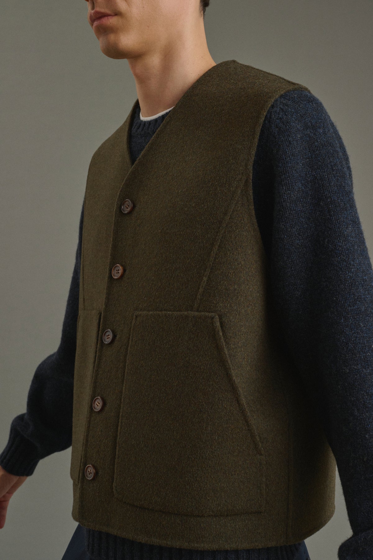 Veste Romain - Kaki Chiné - Double Face - Homme vue 3