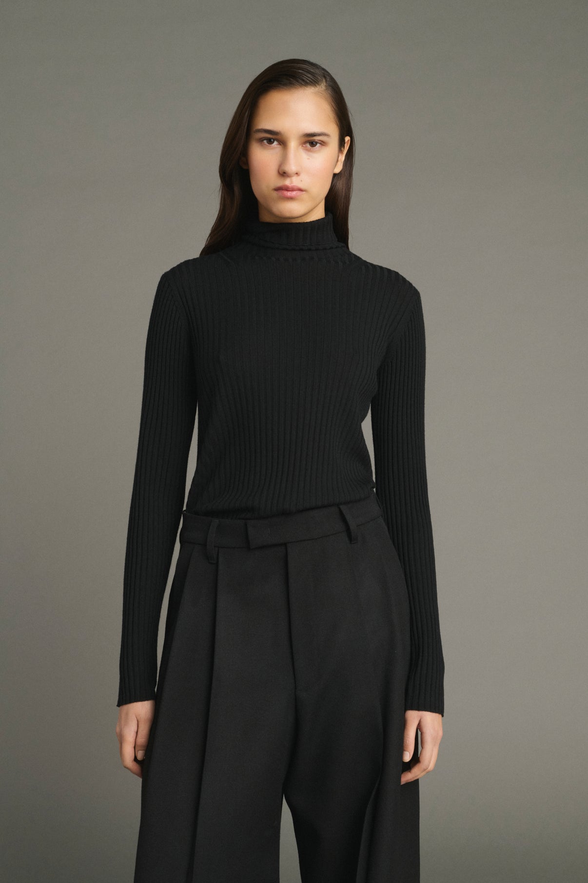 Pull Filao - Noir - Laine Mérinos - Femme vue 3