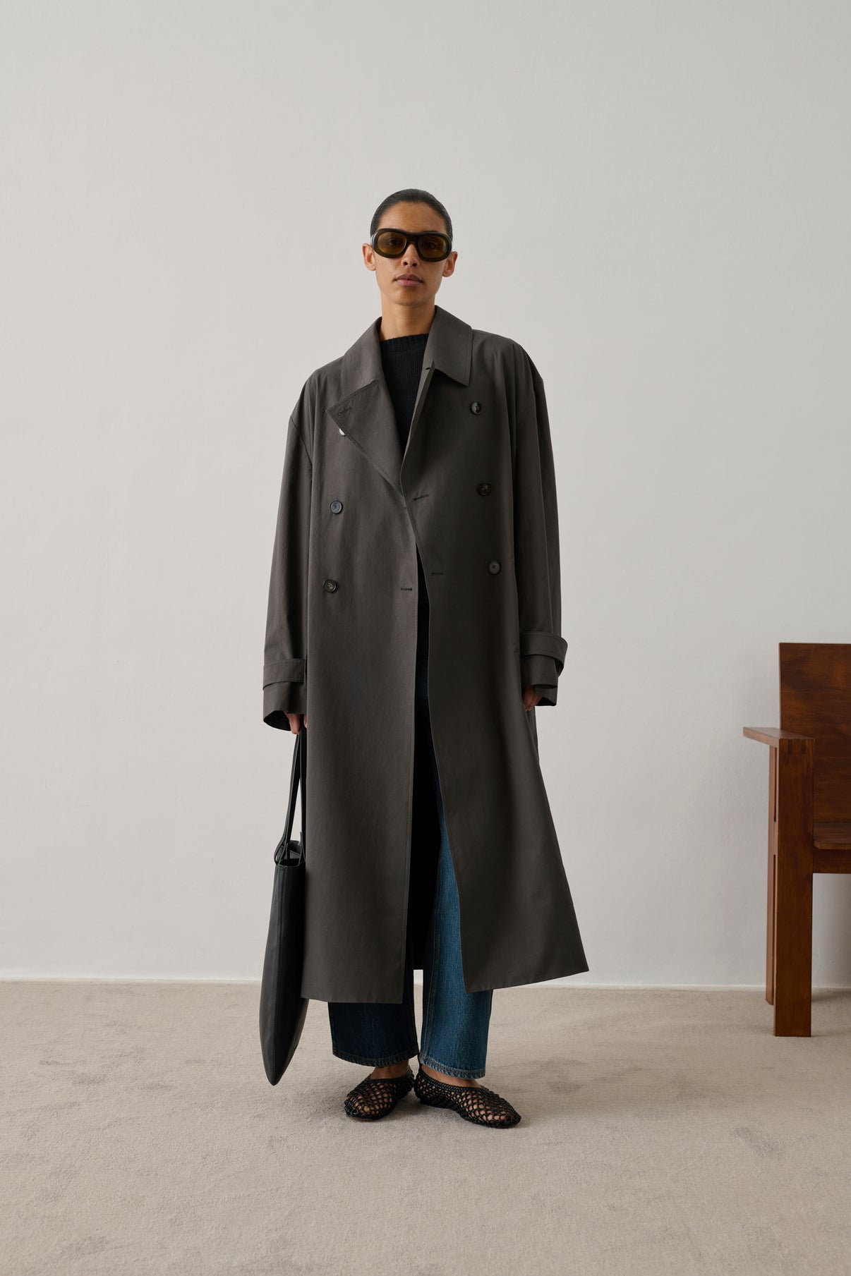 Trench Helio - Anthracite Foncé - Coton - Femme vue 1