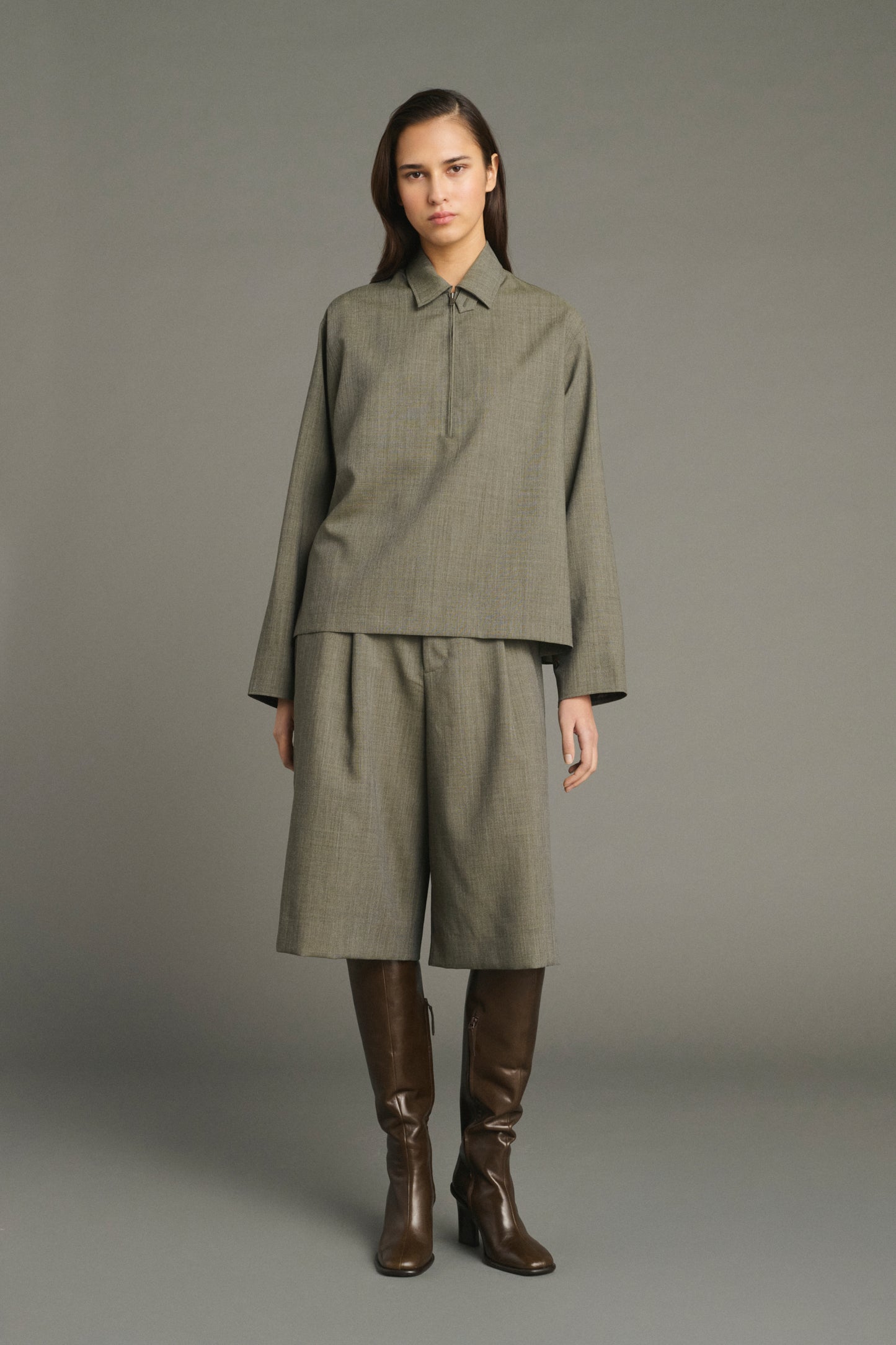 Bermuda Louison - Vert De Gris - Laine - Femme
