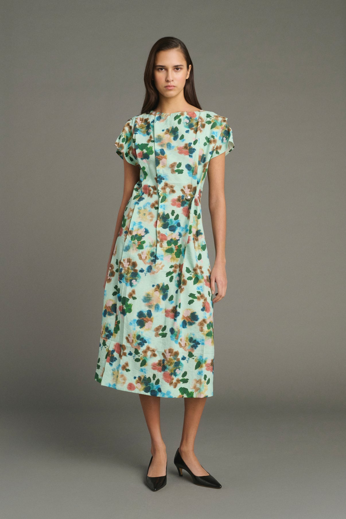Robe Jade - Turquoise - Soie - Femme vue 1