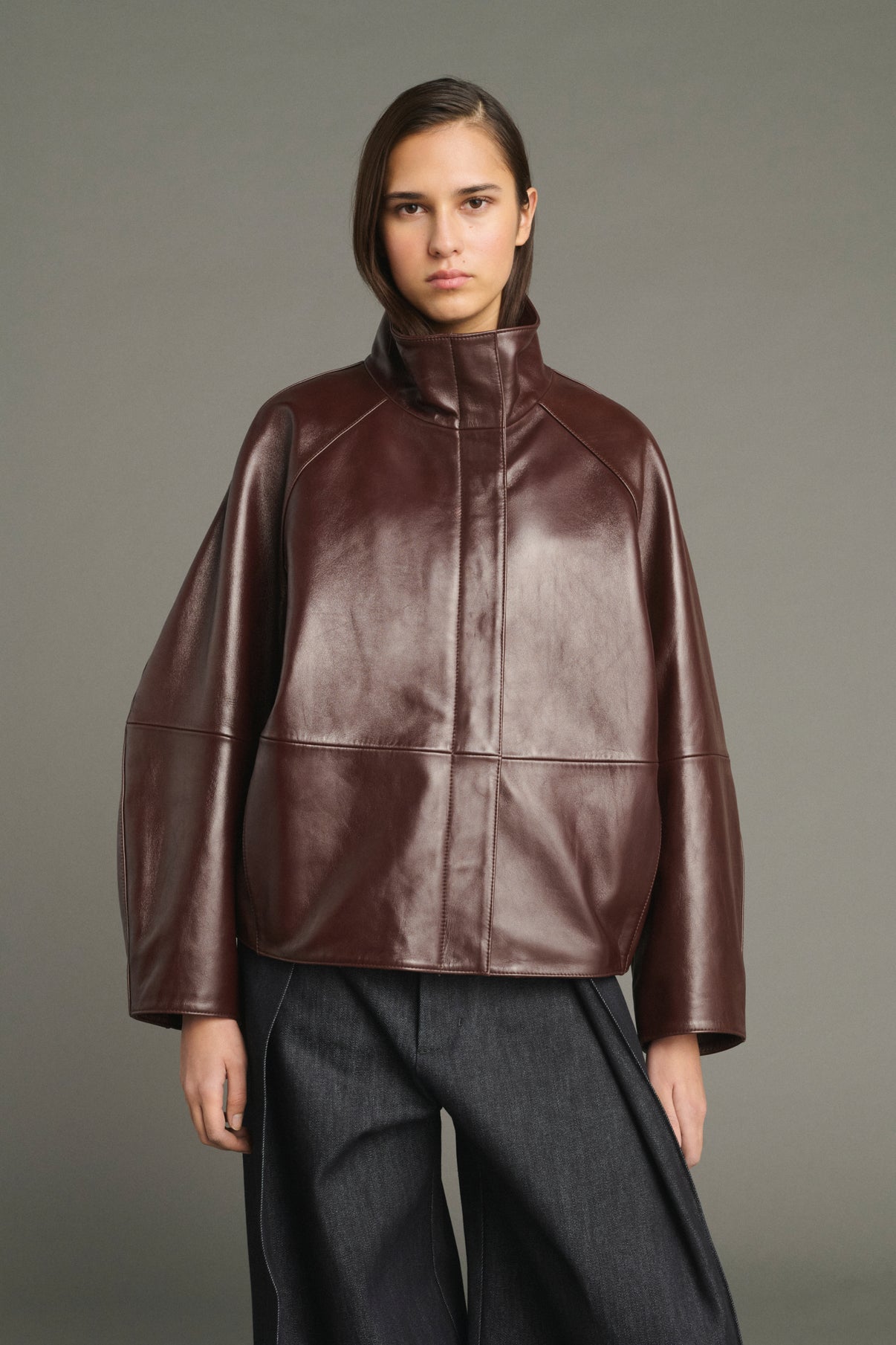 Veste Gamma - Bordeaux - Cuir - Femme vue 3