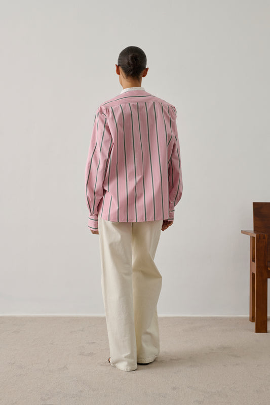 Chemise Bermudes - Rose/Gris - Coton - Femme