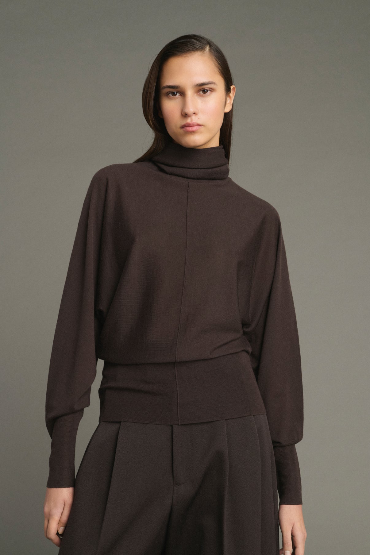 Pull Lindsay - Chocolat - Laine Mérinos - Femme vue 1