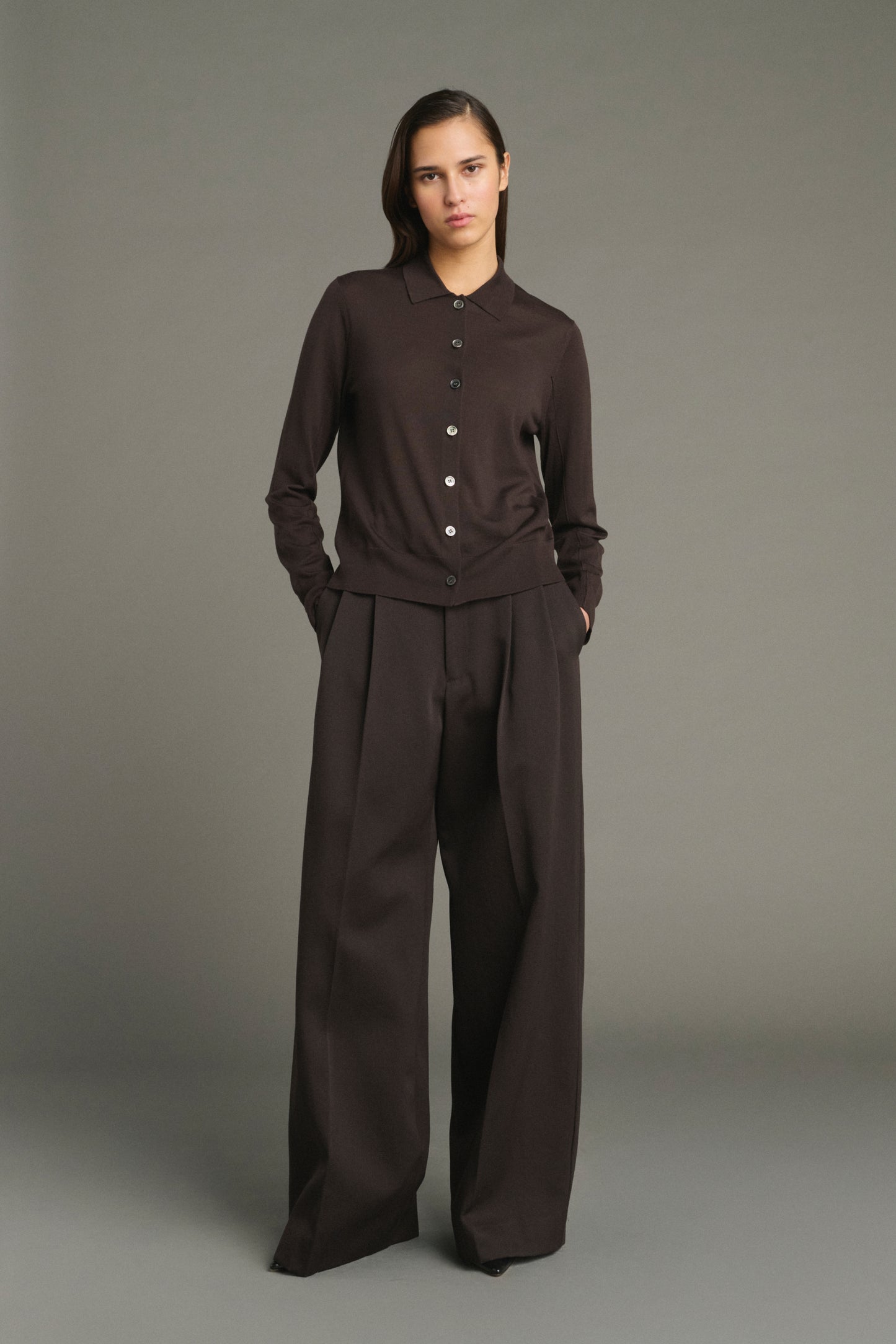 Cardigan Hailey - Chocolat - Laine Mérinos - Femme