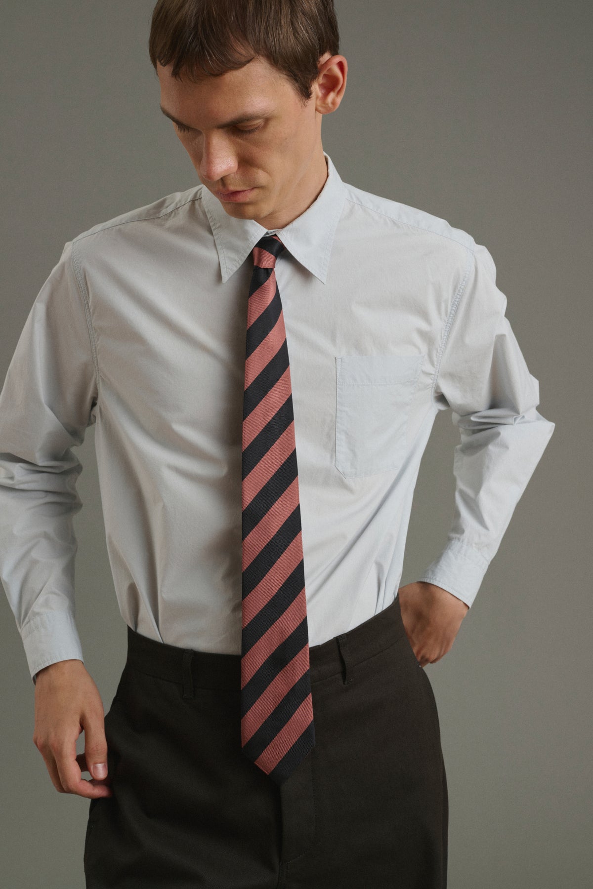 Cravate Luigi - Noir/Rose - Soie - Homme vue 3