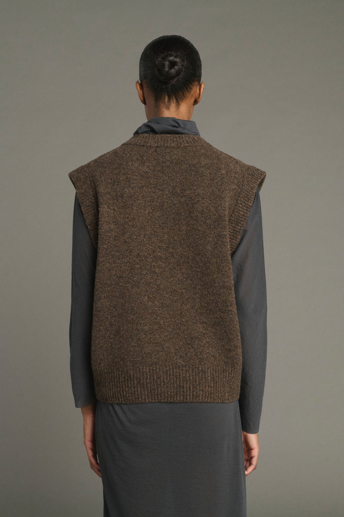 Pull Karl - Marron Chiné - Laine Mérinos - Femme vue 4