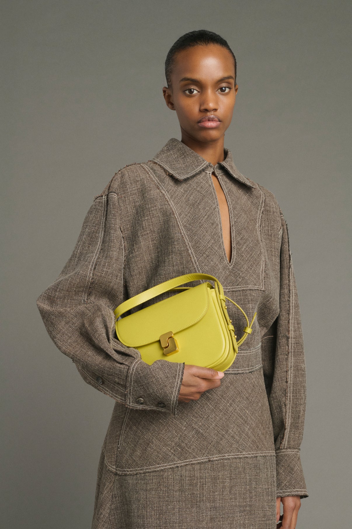 Sac Bellissima Mini - Jaune Néon - Cuir - Femme vue 2