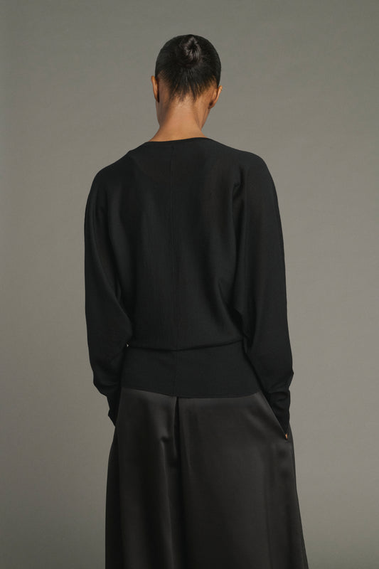 Pull Lina - Noir - Laine Mérinos - Femme