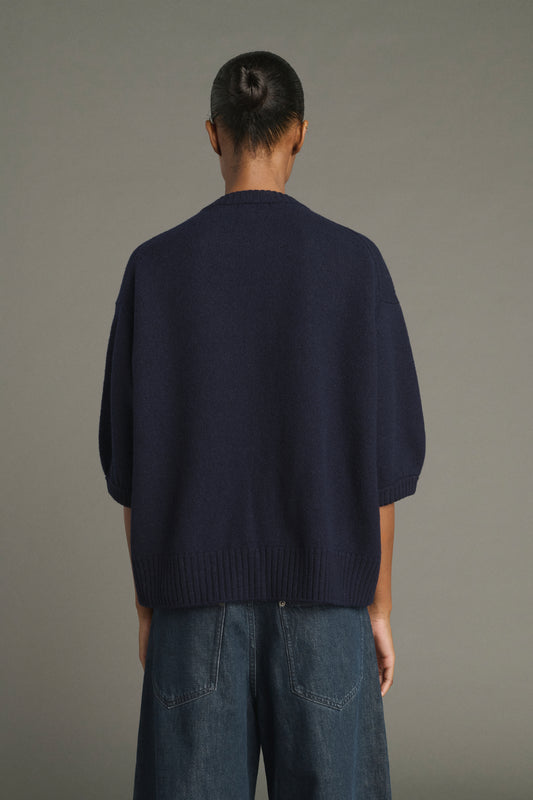 Pull Lise - Navy - Laine Mérinos - Femme