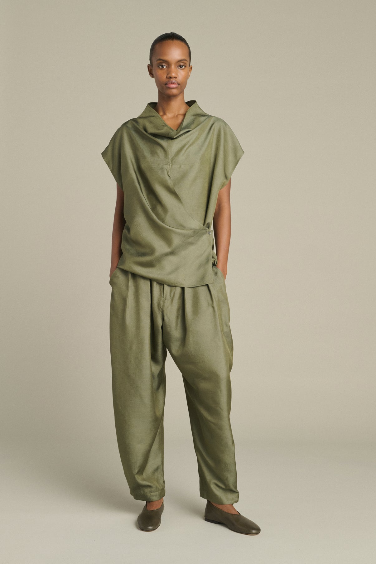 Blouse Kora - Vert De Gris - Soie - Femme vue 3