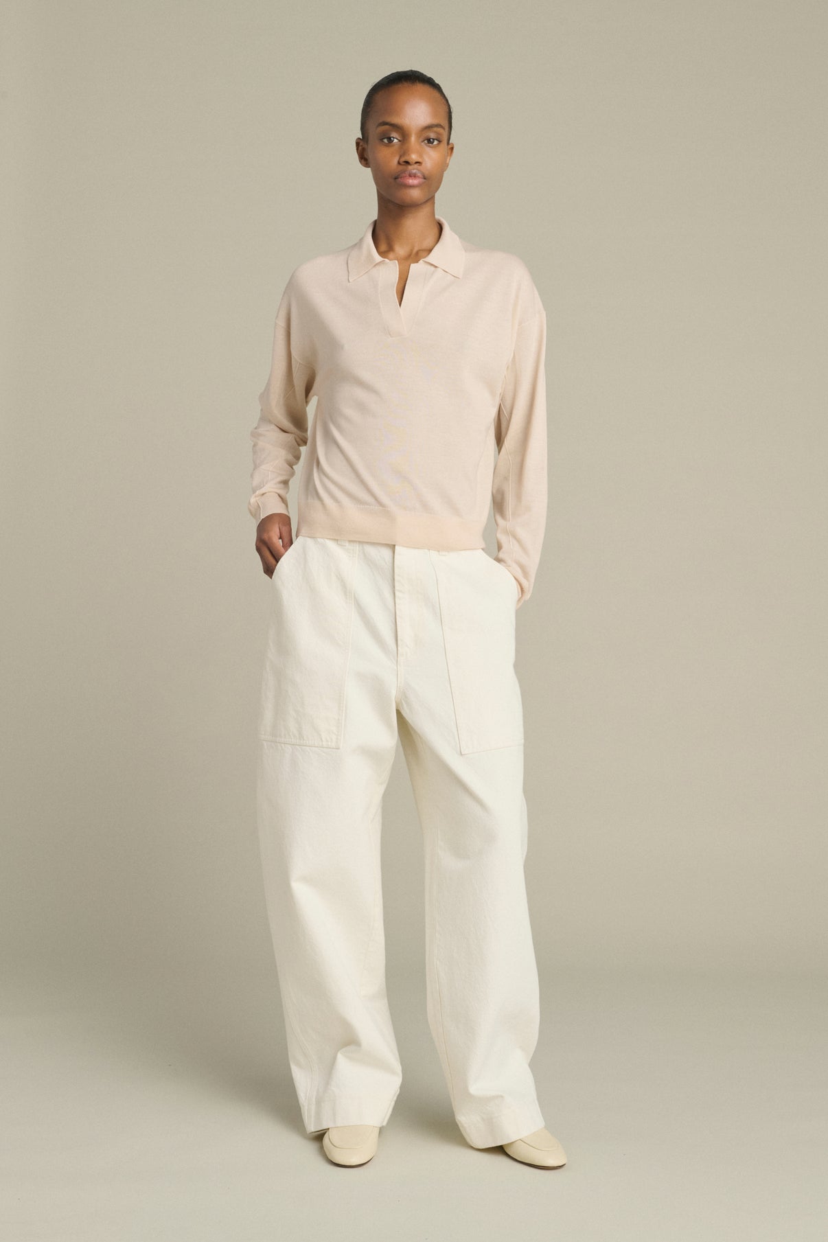Pull Fleming - Rose Poudré - Laine Mérinos - Femme vue 1