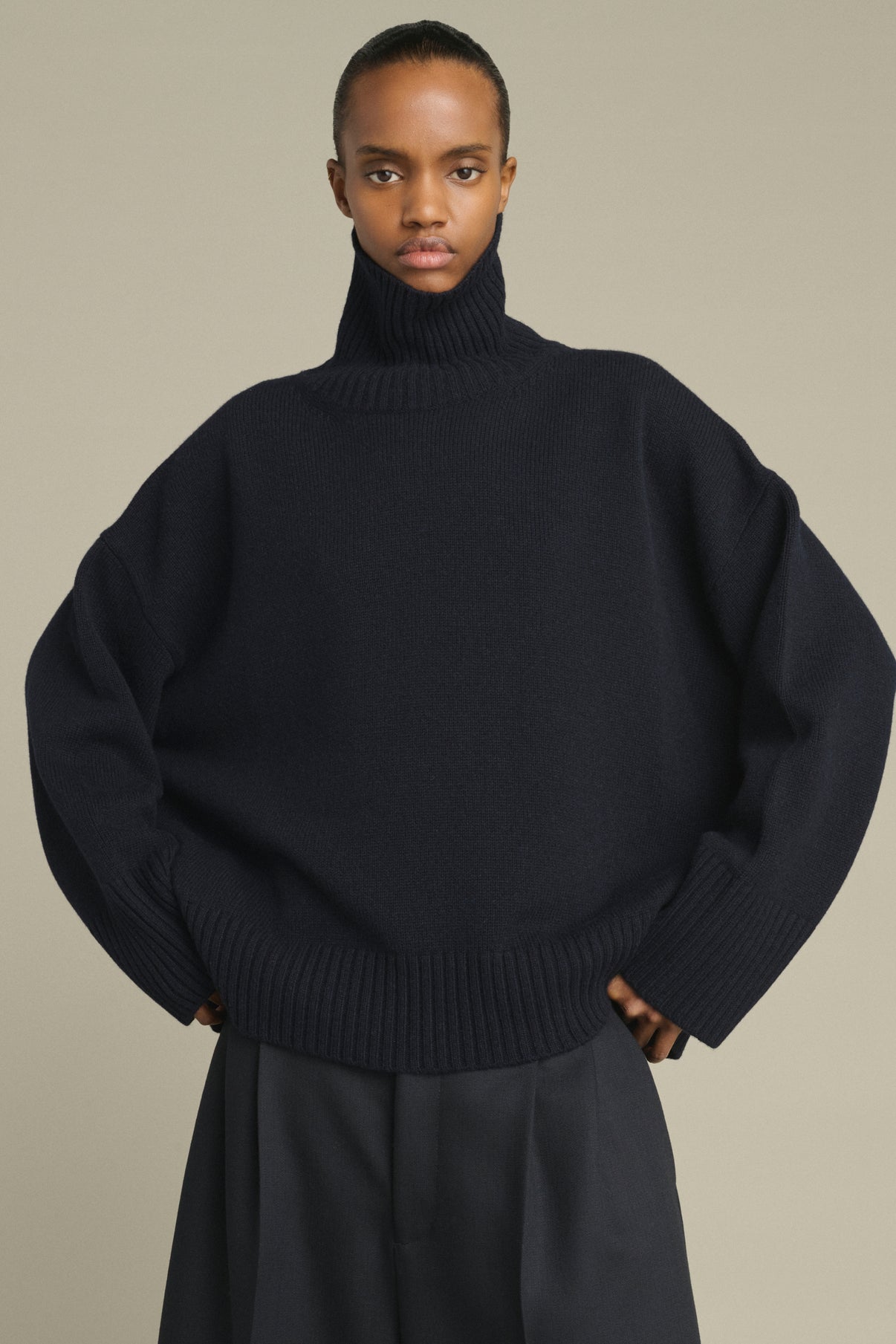 Pull William - Navy - Laine Mérinos - Femme vue 3