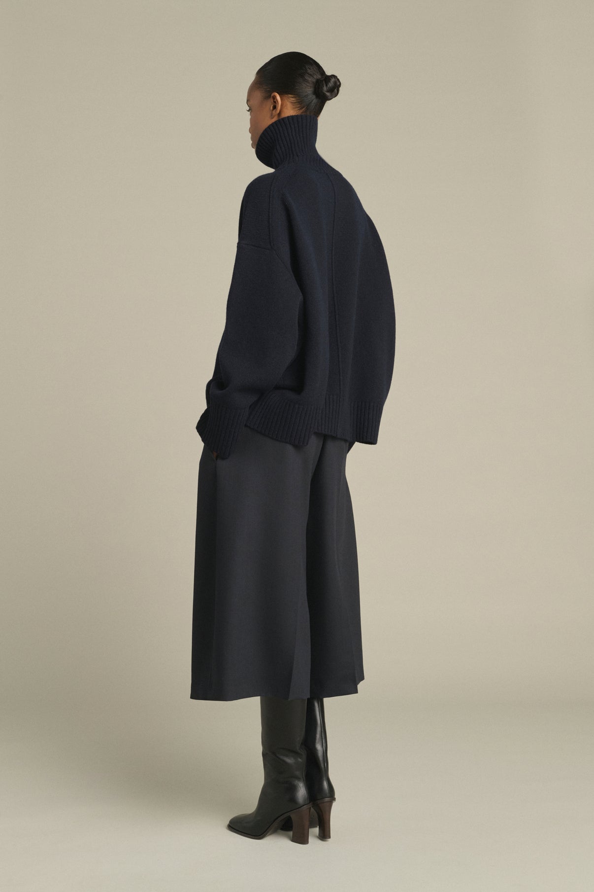 Pull William - Navy - Laine Mérinos - Femme vue 2