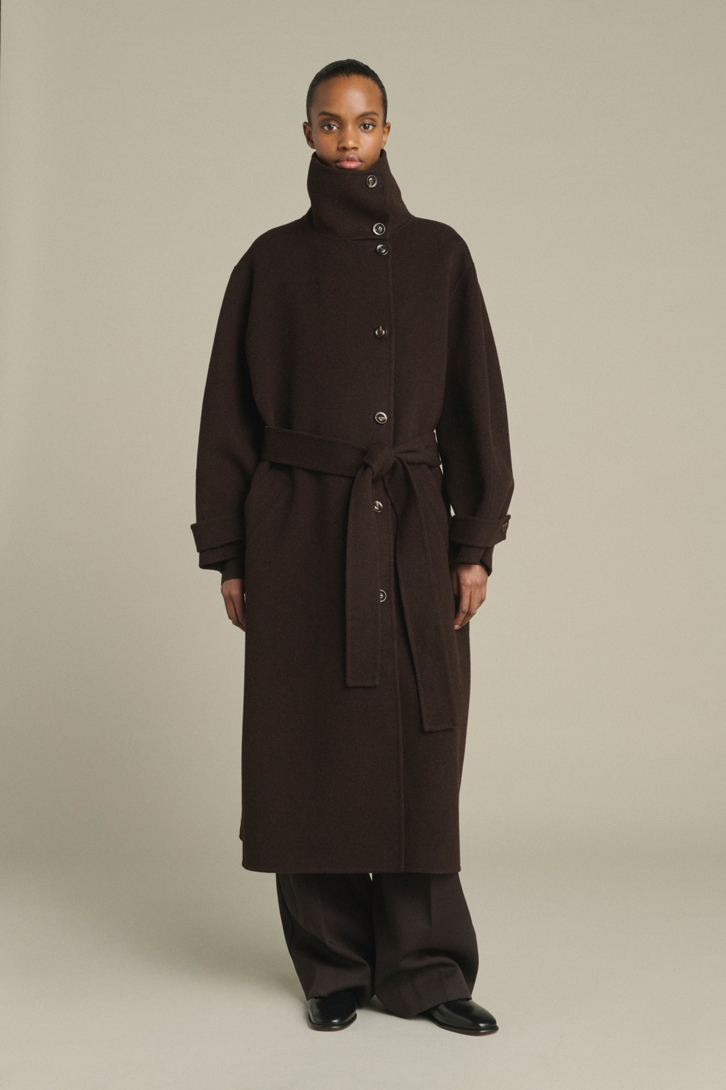 Manteau James - Marron Foncé - Laine - Femme