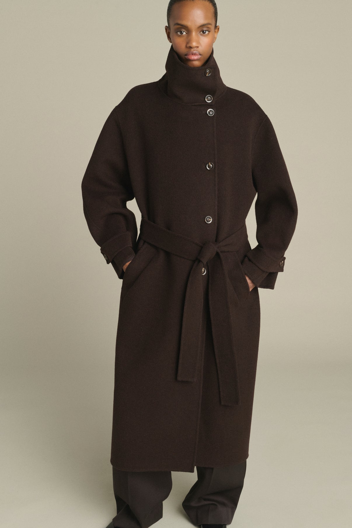 Manteau James - Marron Foncé - Laine - Femme vue 3