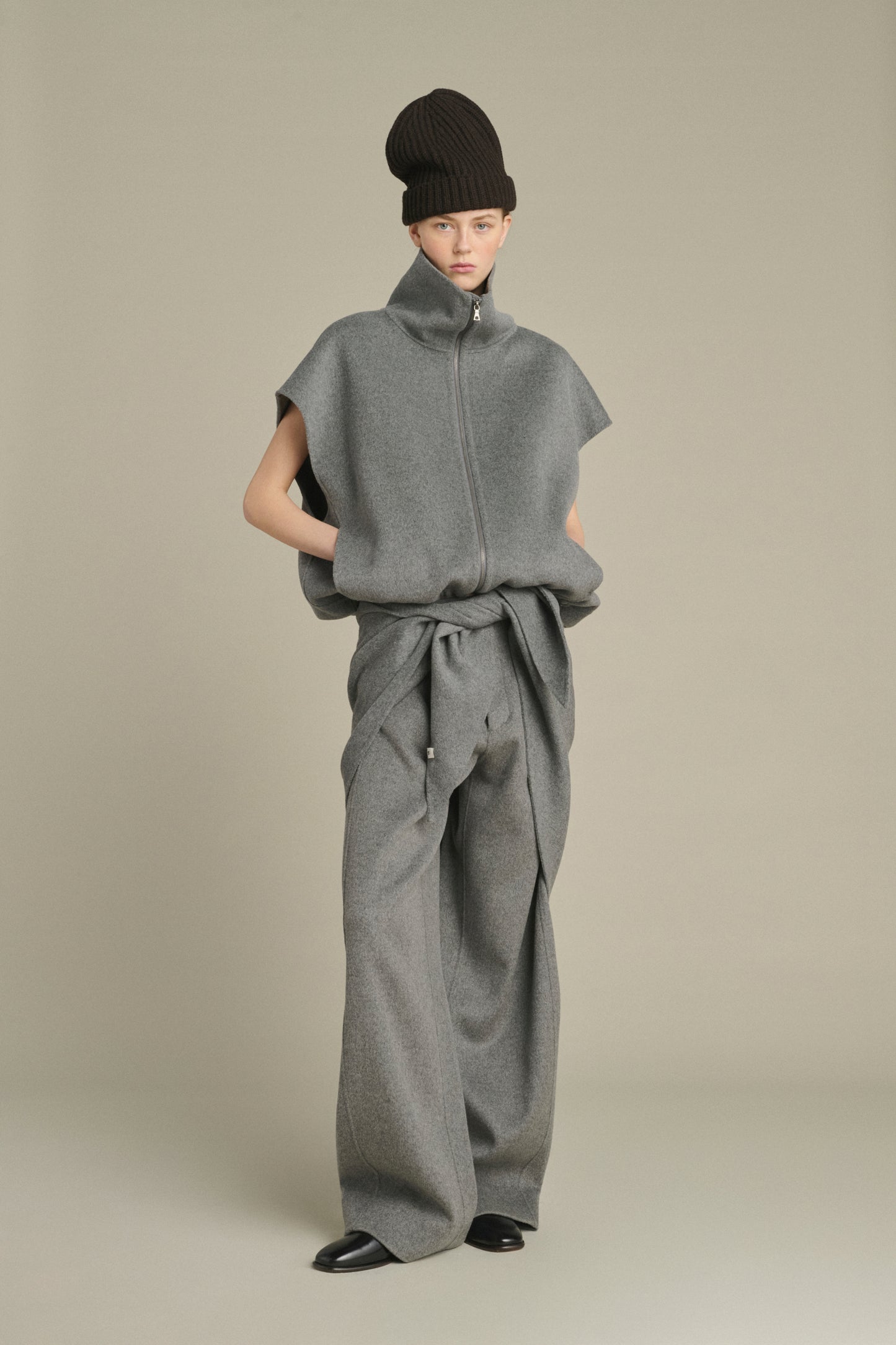 Blouson Juno - Gris Clair Laine Double Face Femme - Soeur