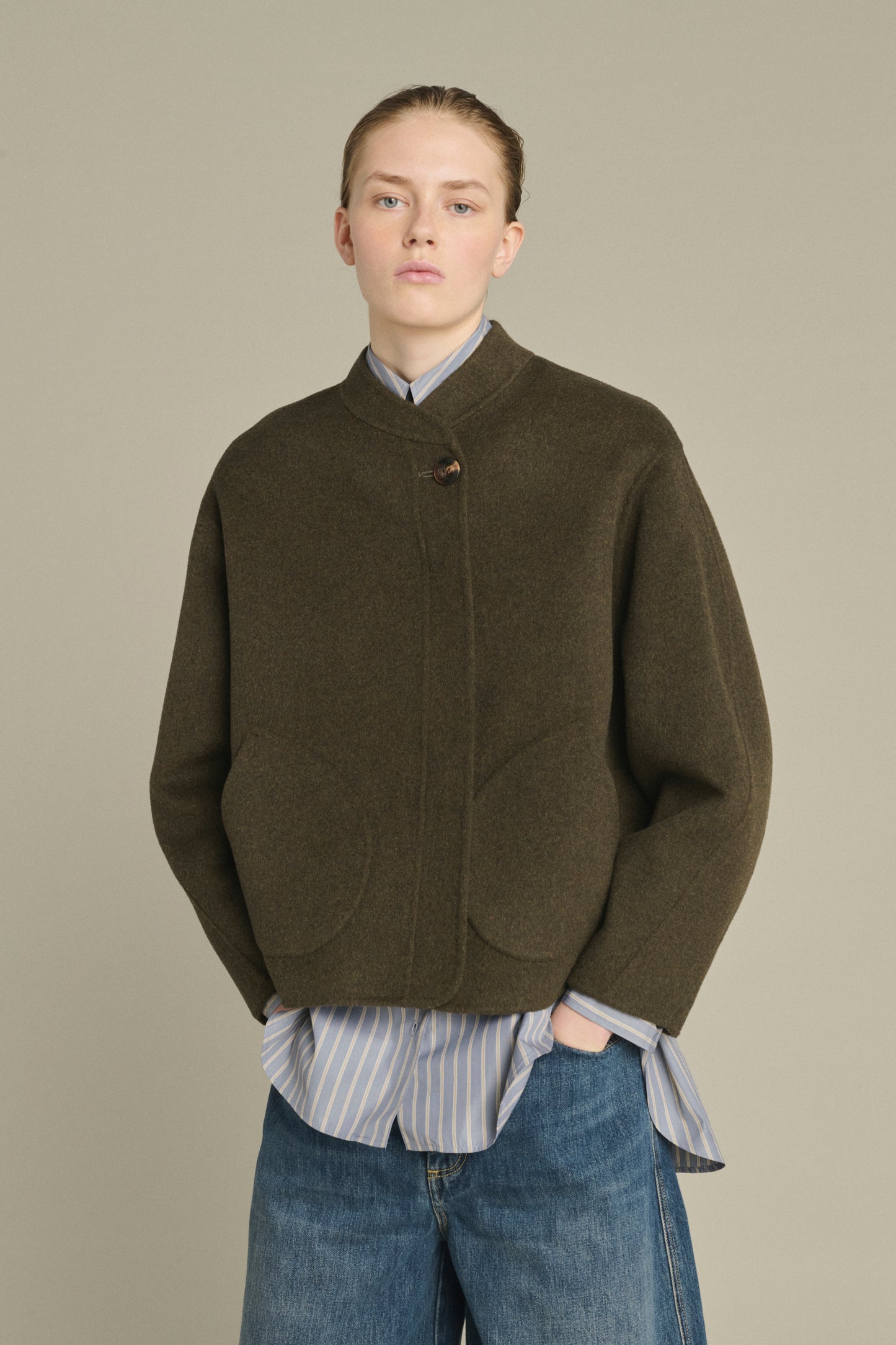 Manteau Windsor - Kaki Chiné - Laine - Femme