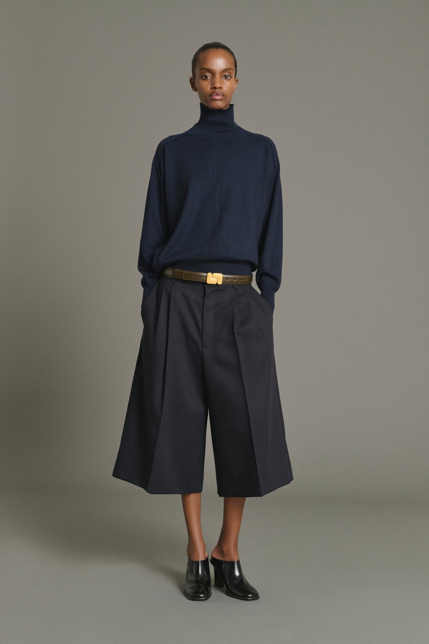 Pull Nord - Navy Laine Mérinos Col Roulé Oversize - Soeur