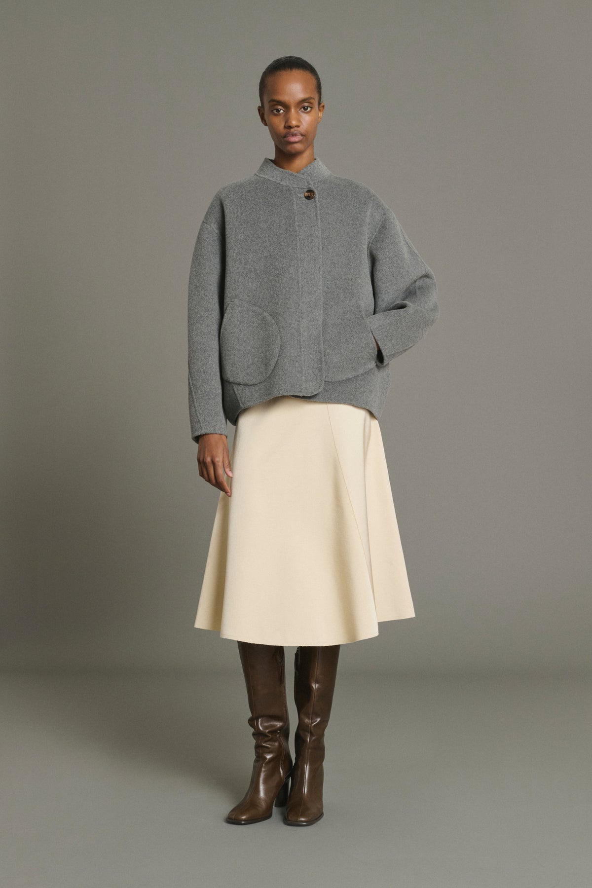 Manteau Windsor - Gris Clair - Laine - Femme vue 4