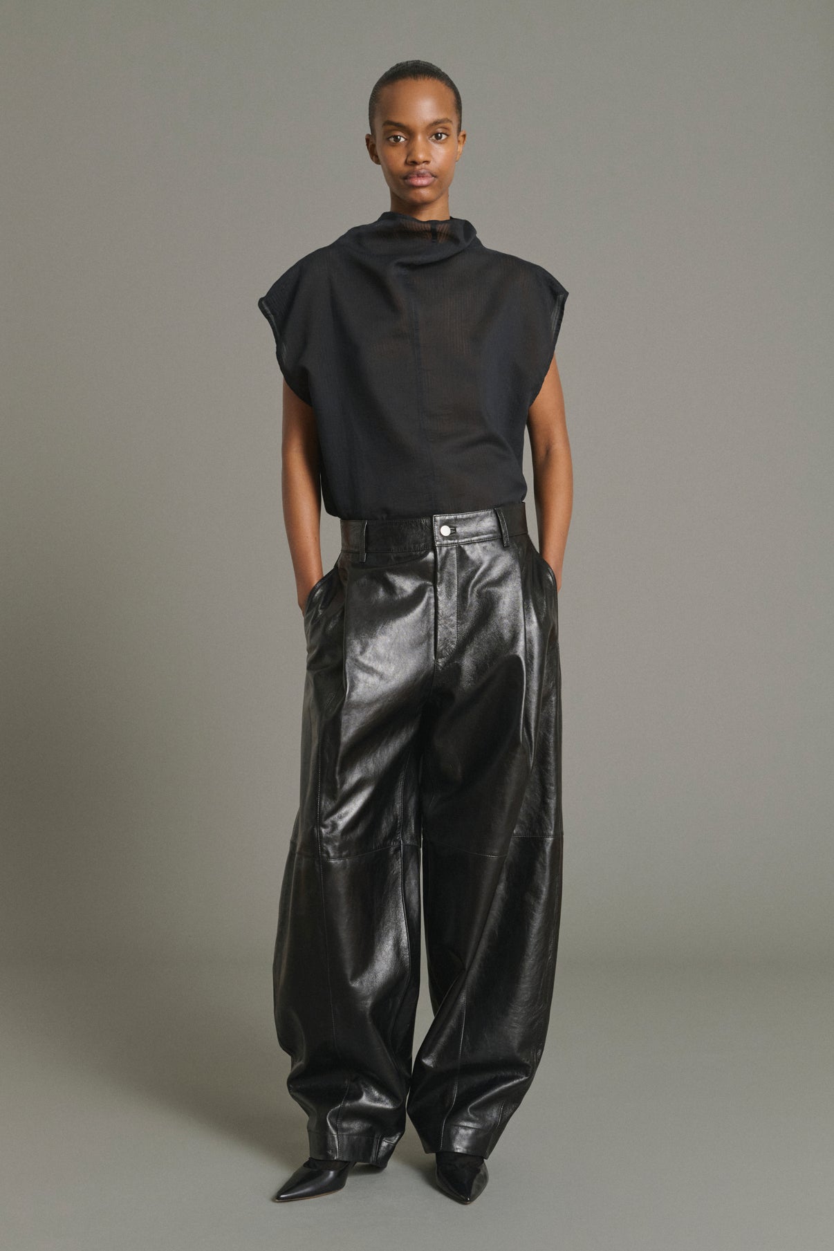 Pantalon Julien - Noir - Cuir - Femme vue 1