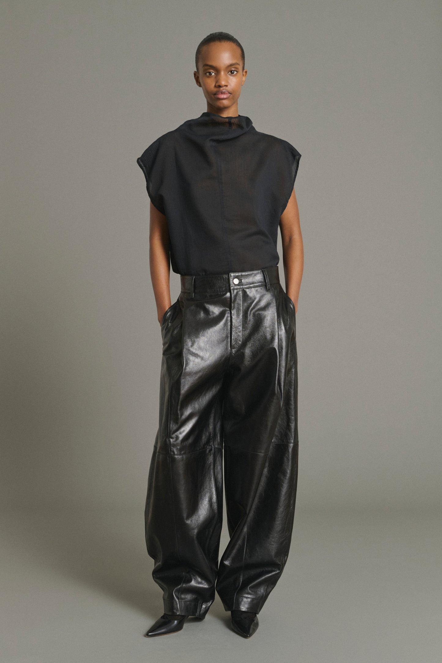 Pantalon Julien - Noir - Cuir - Femme
