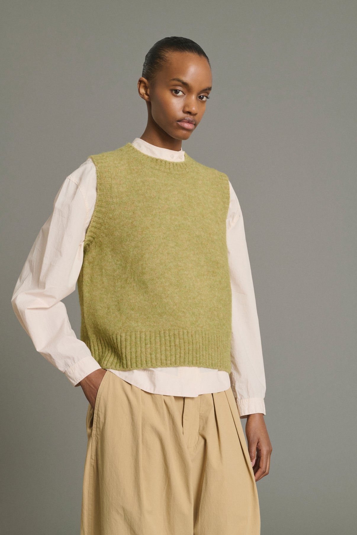 Pull Namaste - Sauge - Laine - Femme vue 3