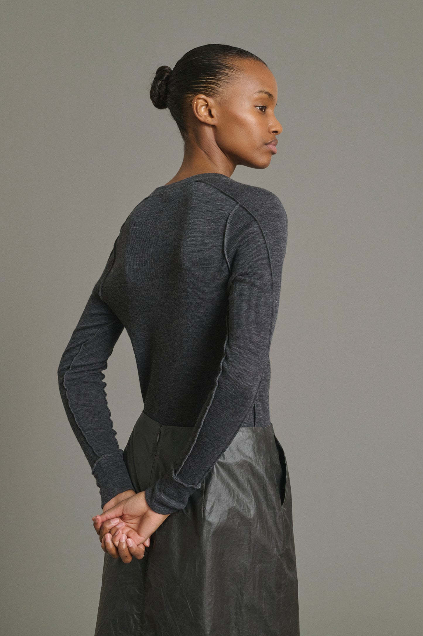 Tee-Shirt Laos - Gris Anthracite - Laine - Femme