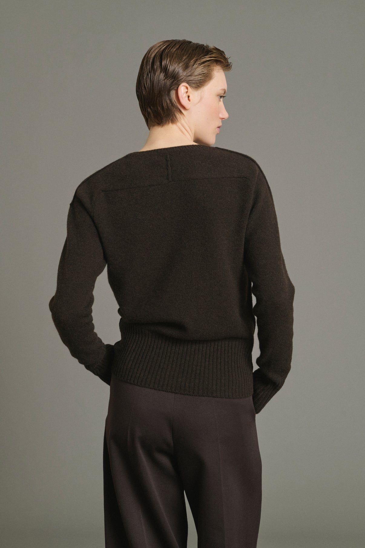 Pull Jamie - Chocolat - Laine Mérinos - Femme vue 3