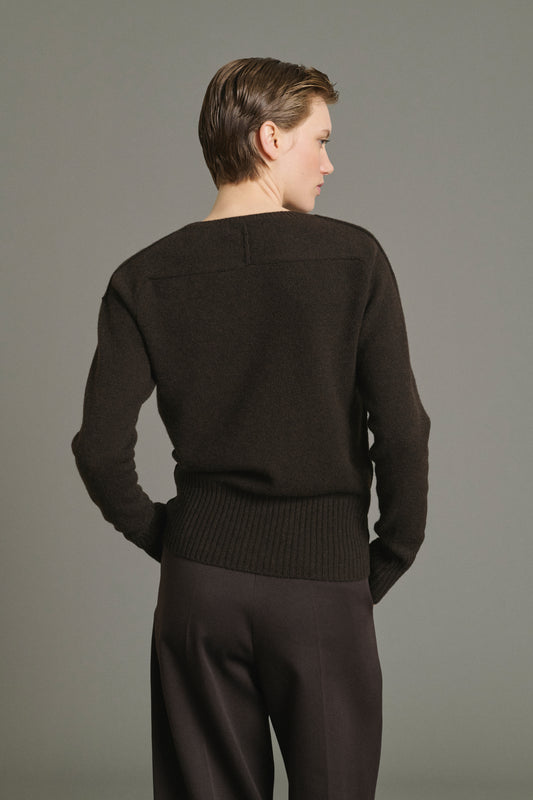 Pull Jamie - Chocolat - Laine Mérinos - Femme