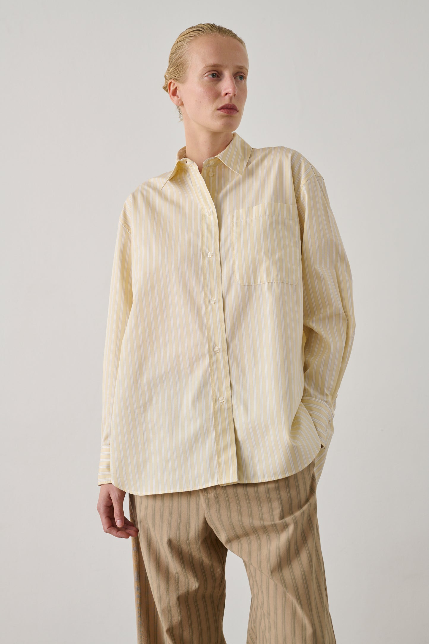 Chemise Carlotta - Jaune/Écru - Coton - Femme