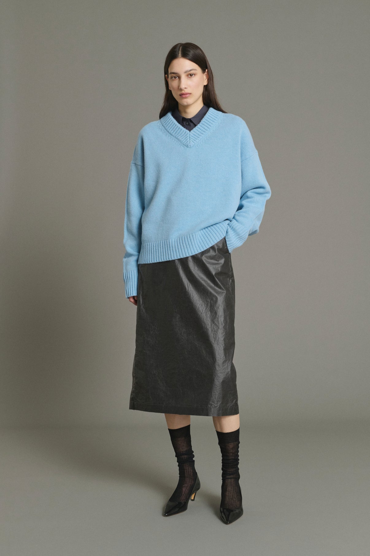 Pull Julie - Bleu Clair - Laine Mérinos - Femme vue 1