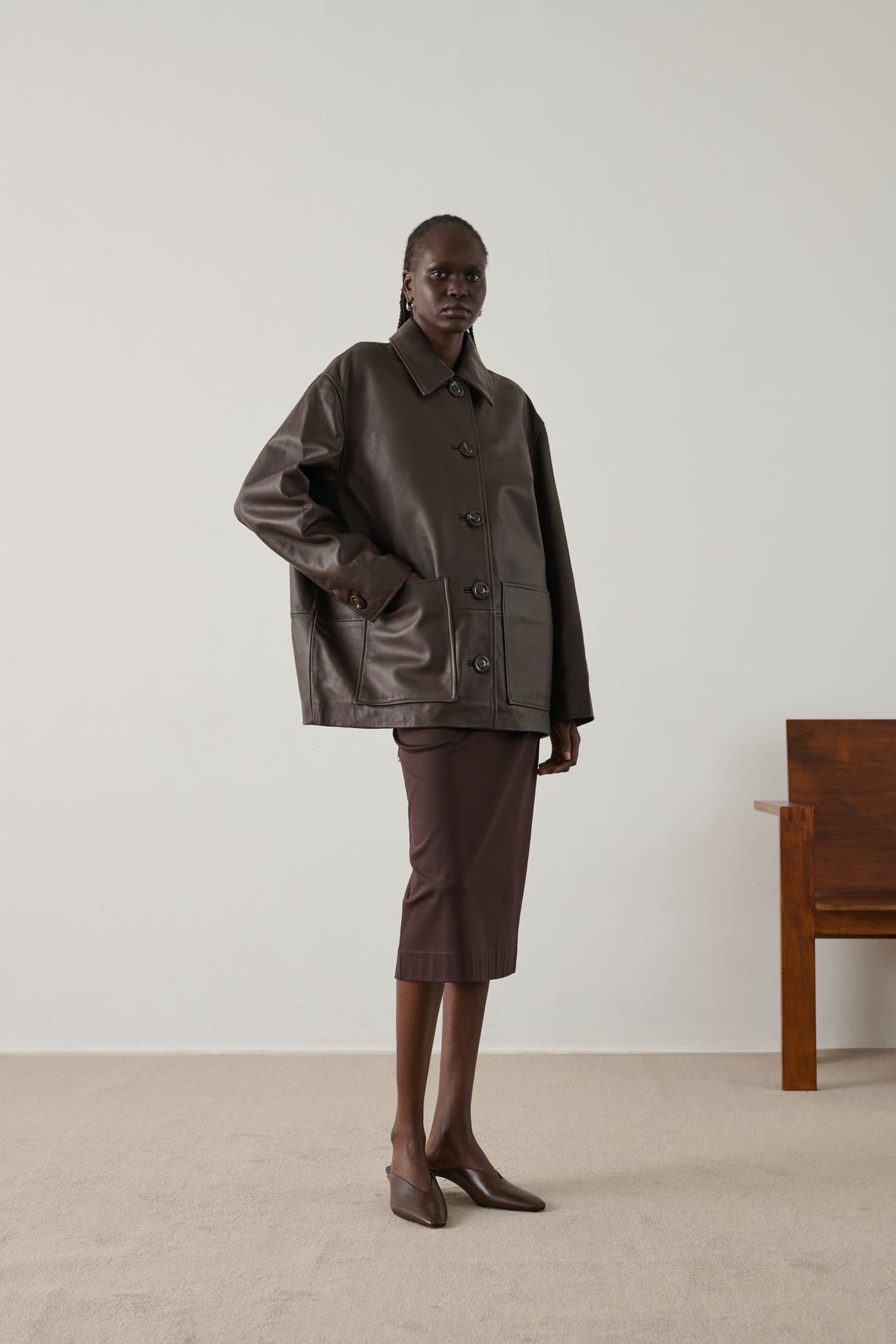 Veste Vincenzo - Taupe - Cuir - Femme vue 1